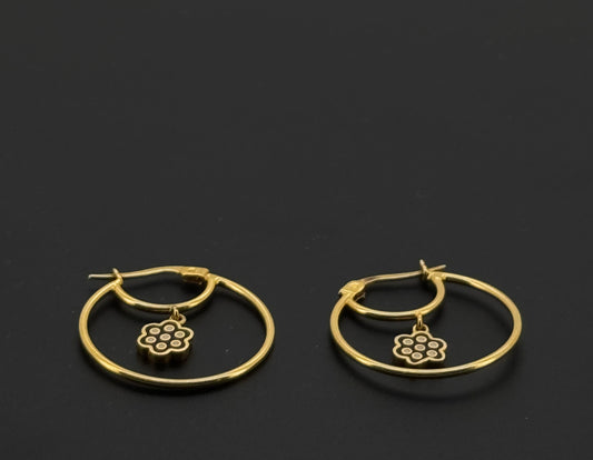 21k Solid Gold Simple Ladies Hoops E434