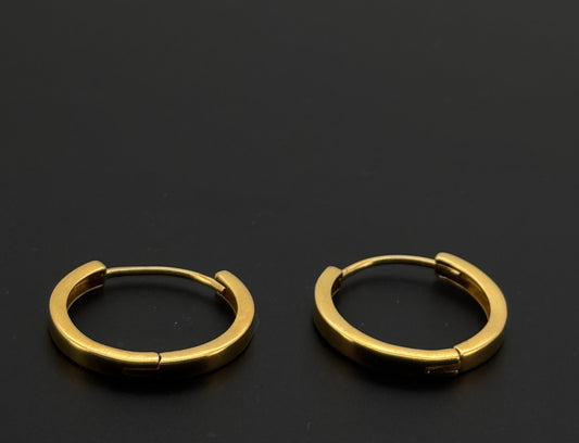 22k Solid Gold Simple Ladies Hoops E448
