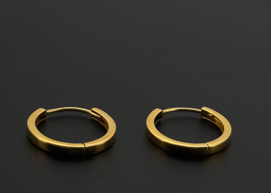 22k Solid Gold Simple Ladies Hoops E449