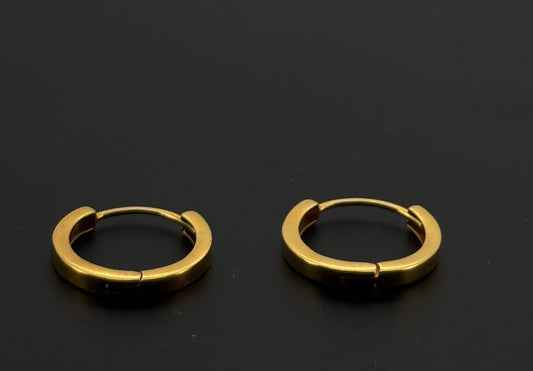 22k Solid Gold Simple Ladies Hoops E452
