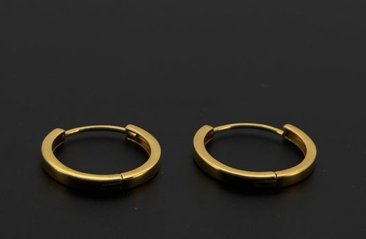 22k Solid Gold Simple Ladies Hoops E454