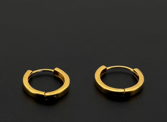 22k Solid Gold Simple Ladies Hoops E459