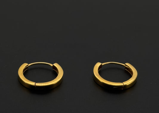 22k Solid Gold Simple Ladies Hoops E468