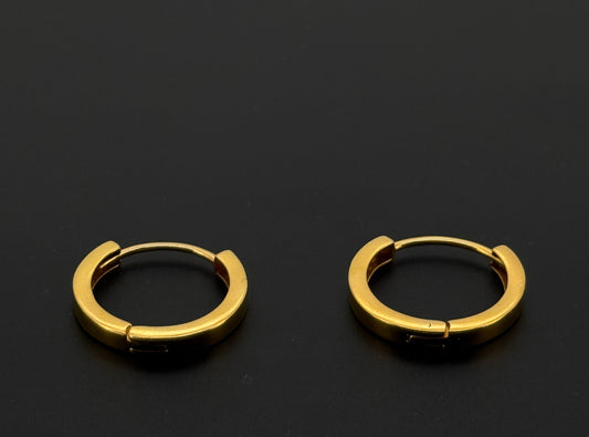 22k Solid Gold Simple Ladies Hoops E470