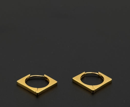 22k Solid Gold Simple Ladies Hoops E477