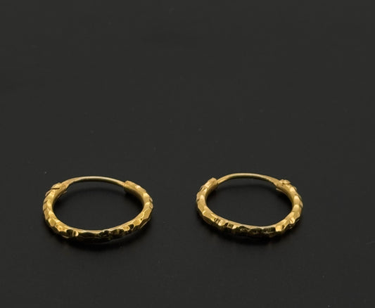 22k Solid Gold Simple Ladies Hoops E479