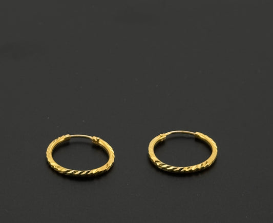 22k Solid Gold Simple Ladies Hoops E480