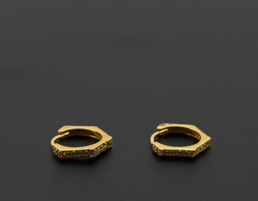 22k Solid Gold Simple Ladies Hoops E484