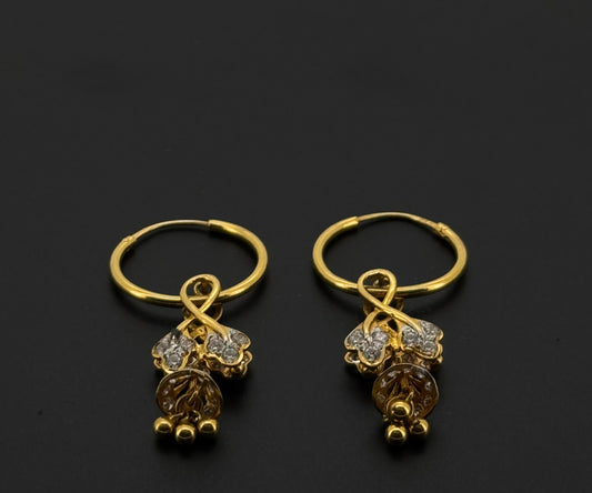 22k Solid Gold Simple Ladies Hoops E506