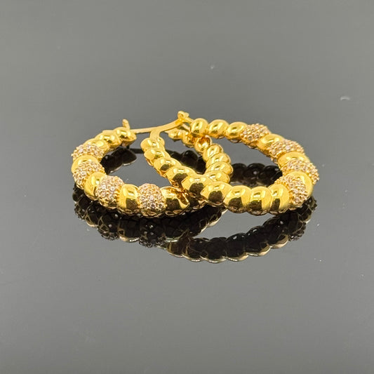 22k Solid Gold Simple Ladies Hoops E52