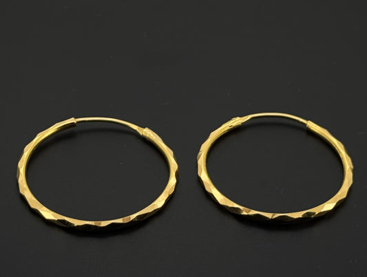 22k Solid Gold Simple Ladies Hoops E532