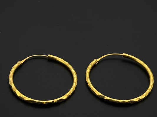 22k Solid Gold Simple Ladies Hoops E535