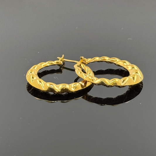 22k Solid Gold Simple Ladies Hoops E54