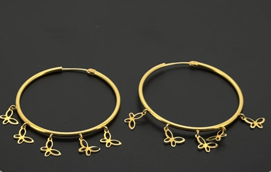 21k Solid Gold Simple Ladies Hoops E540