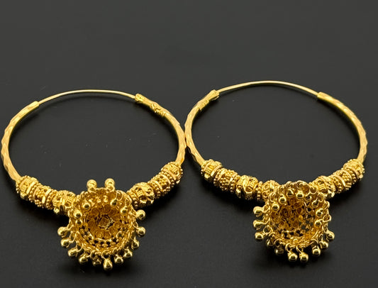 22k Solid Gold Simple Ladies Hoops E566