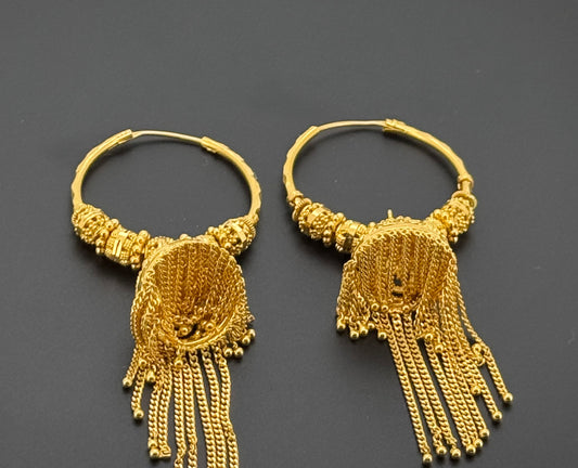 22k Solid Gold Simple Ladies Hoops E572