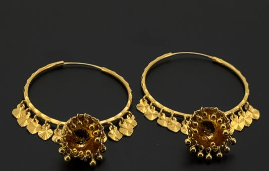 22k Solid Gold Simple Ladies Hoops E577