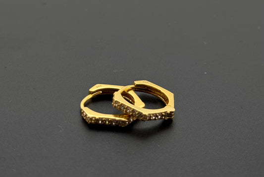 22k Solid Gold Simple Ladies Hoops E594