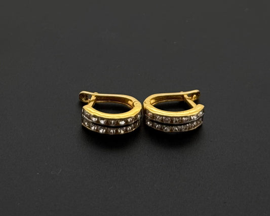22k Solid Gold Simple Ladies Hoops E602