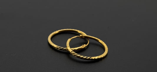 22k Solid Gold Simple Ladies Hoops E605