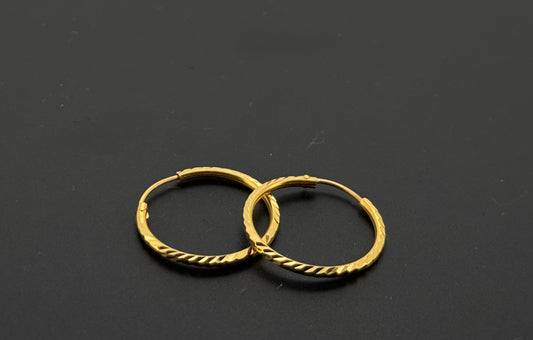 22k Solid Gold Simple Ladies Hoops E616