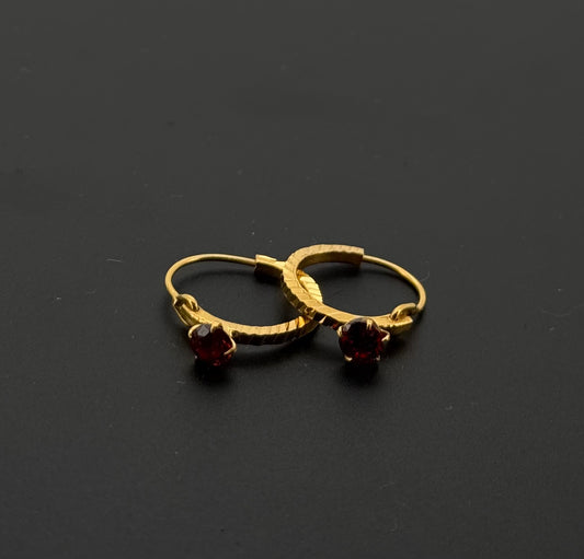 22k Solid Gold Simple Ladies Hoops E619
