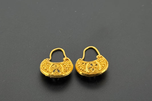 22K Solid Gold Simple Ladies Hoops E639