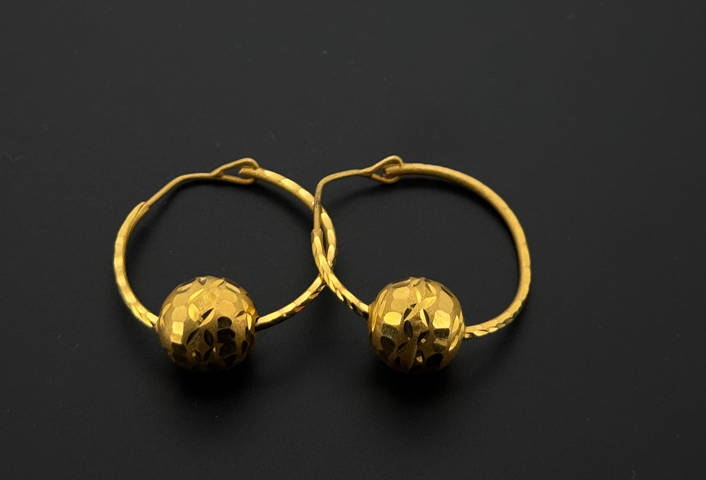 21K Solid Gold Simple Ladies Hoops E640