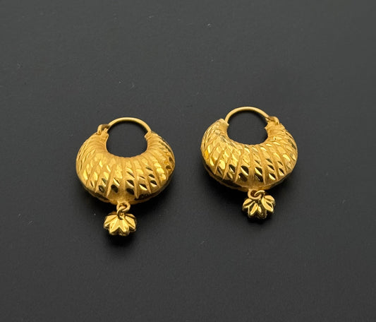 21K Solid Gold Simple Ladies Hoops E644