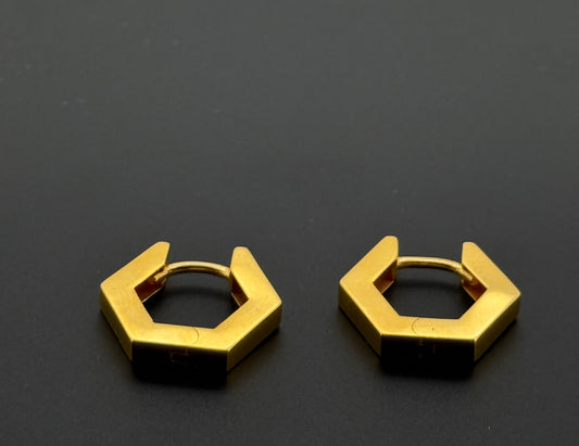 22K Solid Gold Simple Ladies Hoops E649