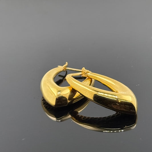 22k Solid Gold Simple Ladies Hoops E65