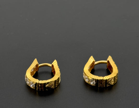 22K Solid Gold Simple Ladies Hoops E650