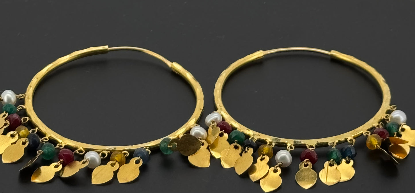 22K Solid Gold Simple Ladies Hoops E658