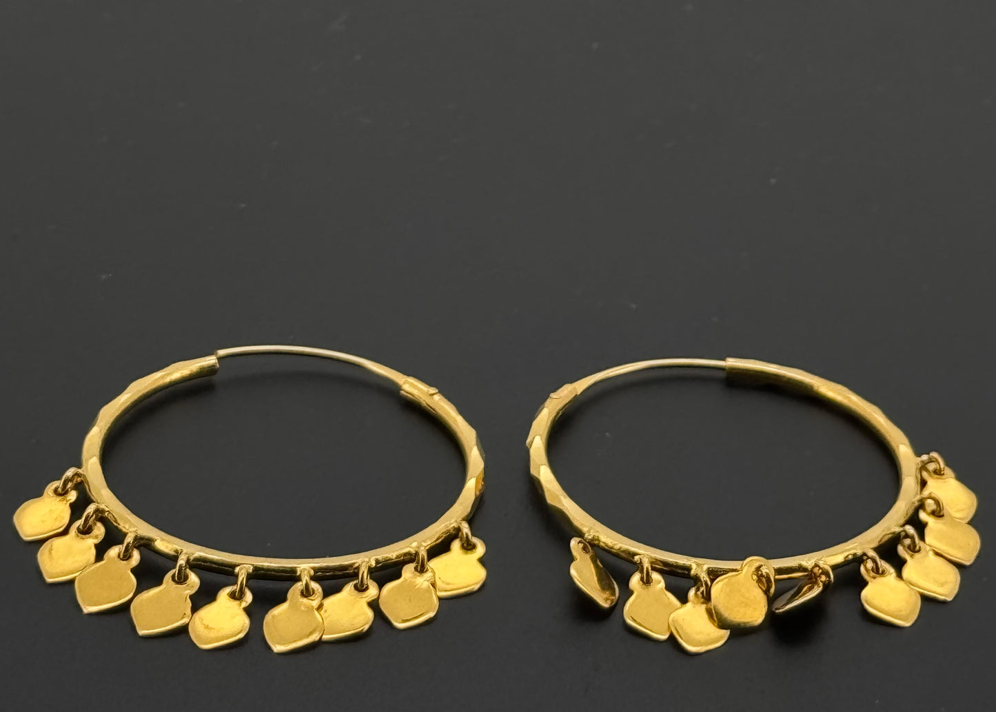 22K Solid Gold Simple Ladies Hoops E663
