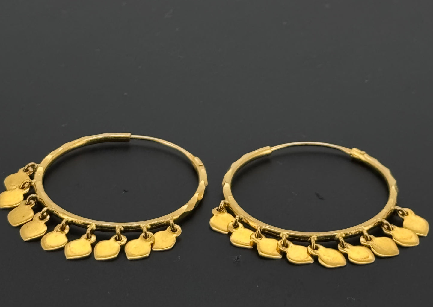 22K Solid Gold Simple Ladies Hoops E668