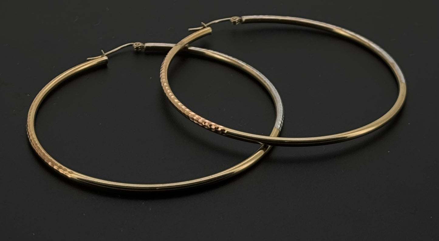 10K Solid Gold Simple Ladies Hoops E684