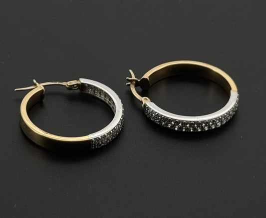 10K Solid Gold Simple Ladies Hoops E688