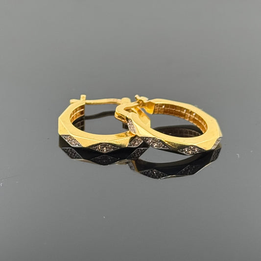 22k Solid Gold Simple Ladies Hoops E69