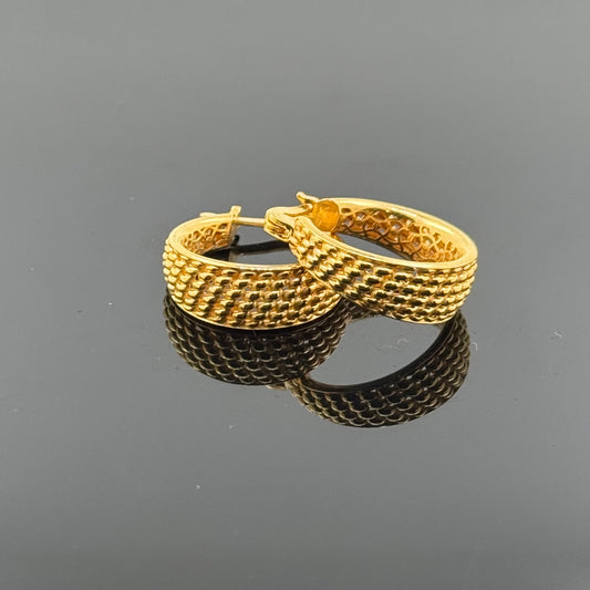 22k Solid Gold Simple Ladies Hoops E72