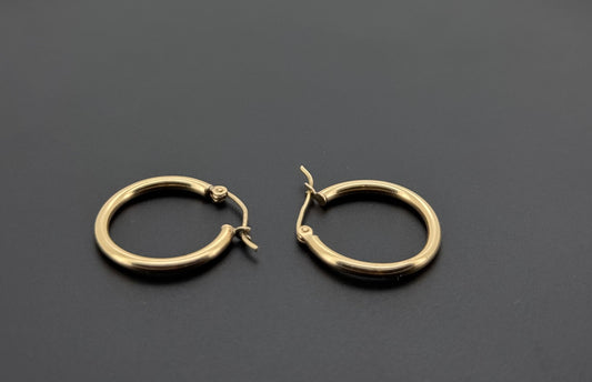 10K Solid Gold Simple Ladies Hoops E751