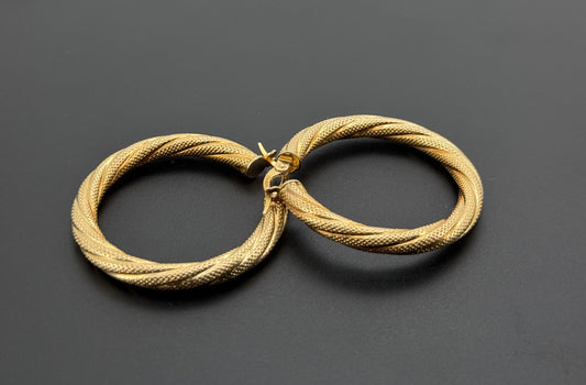 14K Solid Gold Simple Ladies Hoops E752