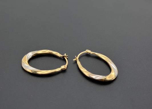 14K Solid Gold Simple Ladies Hoops E753