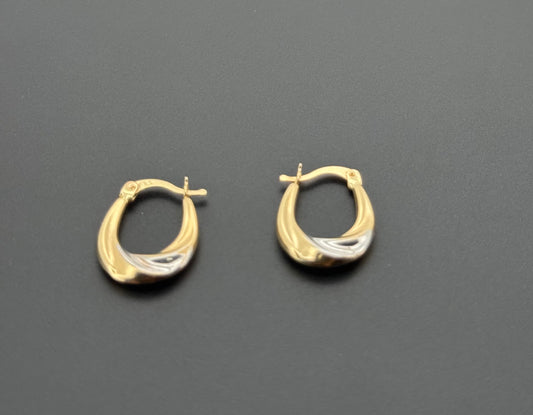 14K Solid Gold Simple Ladies Hoops E754
