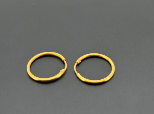 22K Solid Gold Simple Ladies Hoops E755