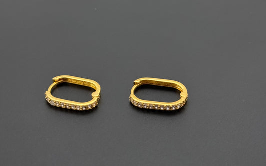 22K Solid Gold Simple Ladies Hoops E757