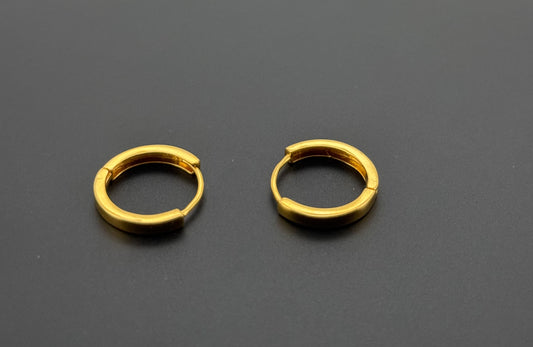 22K Solid Gold Simple Ladies Hoops E758