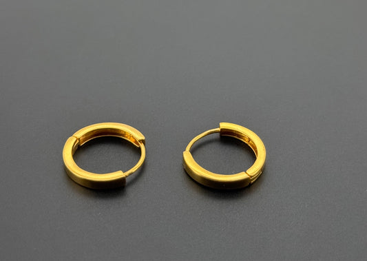 22K Solid Gold Simple Ladies Hoops E759