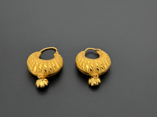 21K Solid Gold Simple Ladies Hoops E765