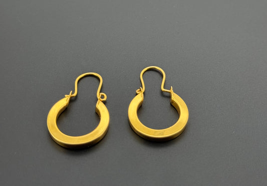 21K Solid Gold Simple Ladies Hoops E766