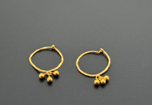 22K Solid Gold Simple Ladies Hoops E768